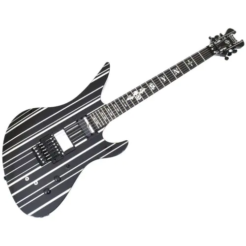 Schecter Synyster Custom-S Guitar Gloss Black Silver Pin Stripes sku number SCHECTER1741