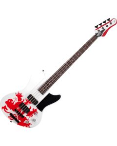 Schecter Simon Gallup Ultra Spitfire Bass White with Red Lion sku number SCHECTER2254